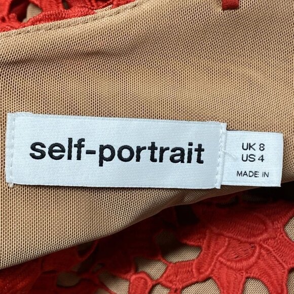 NEW SELF-PORTRAIT Women's Azaelea Lace Mini Dress Red Size 4 – Sleeveless - Picture 5 of 10